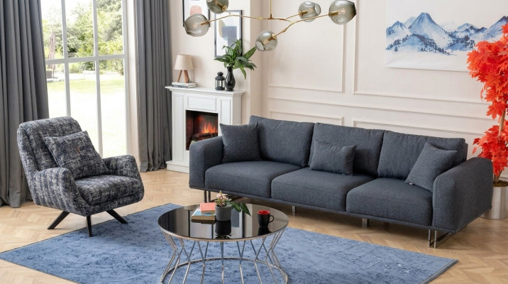 Bankstel 4+1 zits luxueus set banken fauteuils stoffen bekleding