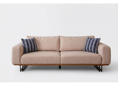 Design bankstel 3-zits gestoffeerd textiel modern gestoffeerd beige 230cm bankstellen