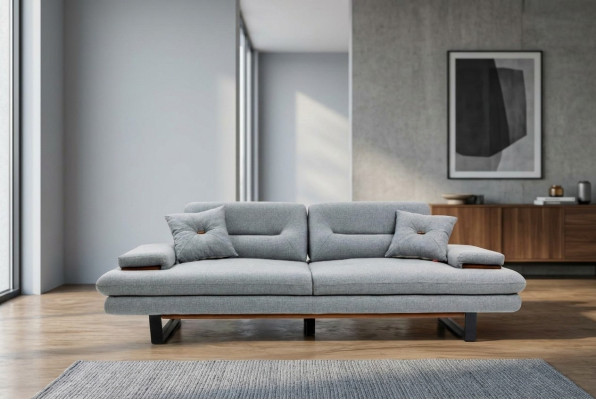 Moderne meubels Woonkamerbank 3-zits grijs xxl groot Designer 238cm meubels