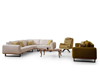 Designer woonkamerset 3-delig. Bankstel 4 + 1 zit hoekbank L-vormig Modern