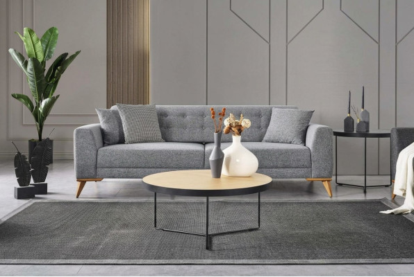 Moderne driezitsbank Grijs Luxe bankstellen in de woonkamer 223cm
