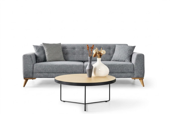 Moderne driezitsbank Grijs Luxe bankstellen in de woonkamer 223cm