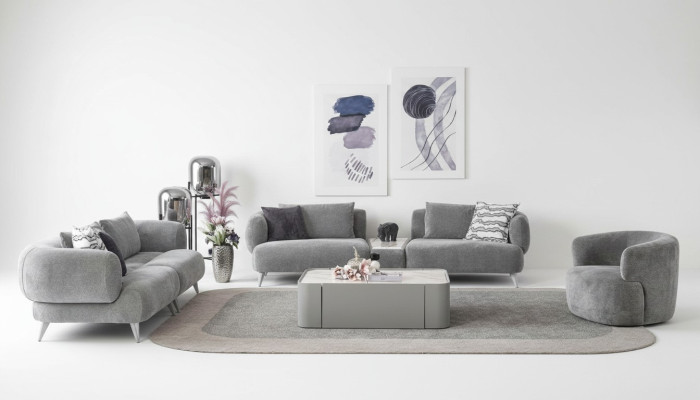 Bankstel Bankstel 3+3+1 Zitplaatsen Grijs Bank Luxe Meubels Woonkamer Banken