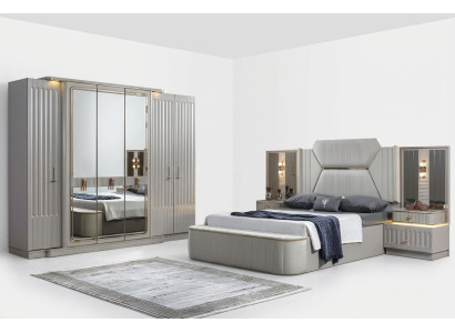Designer meubels 4-delige slaapkamerset Bed 2x Nachtkastje Kledingkast Nieuw