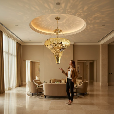Plafondlamp Een gouden hanglamp Woonkamer Luxe Lamp Verlichting
