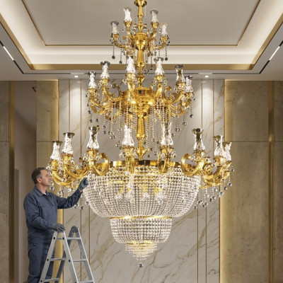 Kroonluchter hanglamp foyer woonkamer luxe glans lamp 360 cm