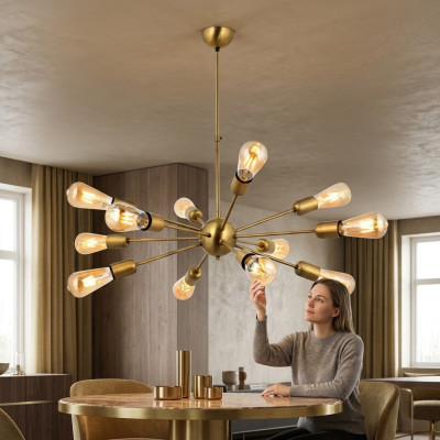 Plafondlamp stijlvolle woonkamer gemaakt van glanzende materialen armatuur lampen