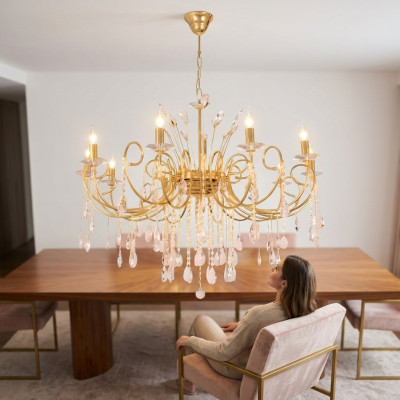 Kroonluchter Prachtige kristallen plafondlamp Gouden verlichtingsarmaturen lampen