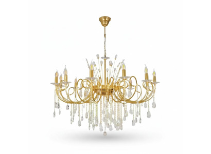 Kroonluchter lamp woonkamer goudglas luxe plafondlampen