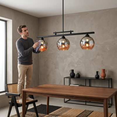 Plafondlamp Zwarte lamp Woonkamer Luxe lamp Hanglamp 20x65