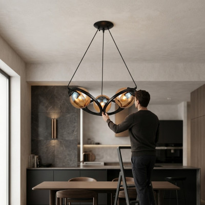 Plafondlamp Moderne zwarte design luxe woonkamerlamp verlichting