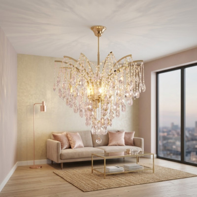 Elegante kristallen kroonluchter voor exclusieve inrichting van de woonruimteverlichting.