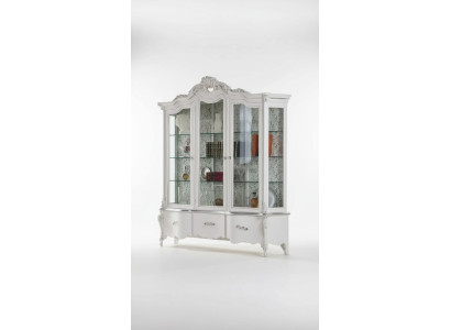 Luxe houten vitrine sideboard designkasten wit Italiaanse meubels.