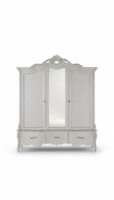 Witte kledingkast Massief houten meubels Slaapkamer Designer glazen deuren