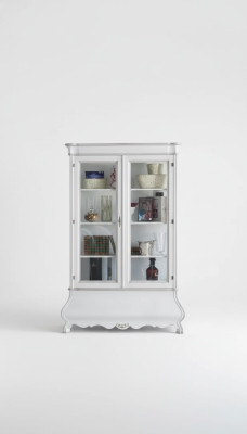 Klassieke woonkamermeubels Witte houten vitrine Woonkamerkast