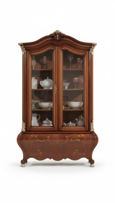 Luxe houten vitrine buffetkast ontwerp kasten bruin Italiaanse meubels nieuw