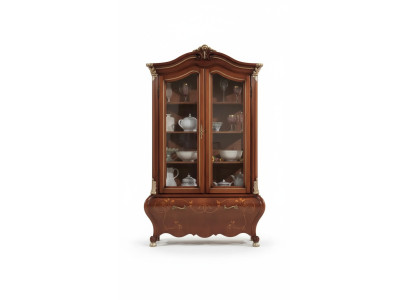 Luxe houten vitrine buffetkast ontwerp kasten bruin Italiaanse meubels nieuw