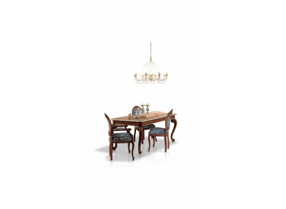 Klassieke eetkamerset luxe tafel 2x armstoelen hout groep 5-delig