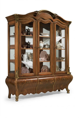 Luxe houten vitrine dressoir ontwerpkasten bruin Italiaanse meubels