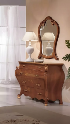 Slaapkamer spiegel commode hout Klassiek design Luxe Bruin Nieuw