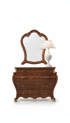 Slaapkamer spiegel commode hout Klassiek design Luxe Bruin Nieuw