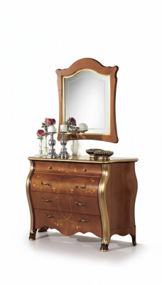 Slaapkamer meubel ladekast met spiegel Luxe klassieke meubel set 2-delig