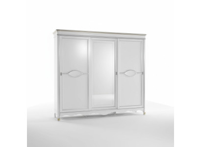 Witte klassieke kledingkast met spiegeldeur slaapkamer meubelontwerp
