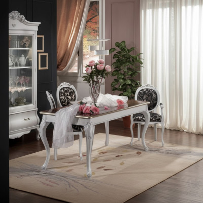 Ontwerp eetkamer houten meubels 4x stoelen witte tafel eetgroep eetkamerset 5-delig.