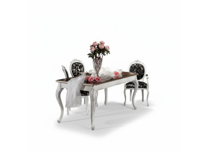 Ontwerp eetkamer houten meubels 4x stoelen witte tafel eetgroep eetkamerset 5-delig.