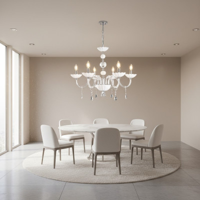 Kristallen kroonluchter plafondlamp Zeus Witte plafondlamp licht