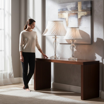 Klassieke witte tafellamp in kroonluchterstijl, kristallen vloerlamp nieuw.