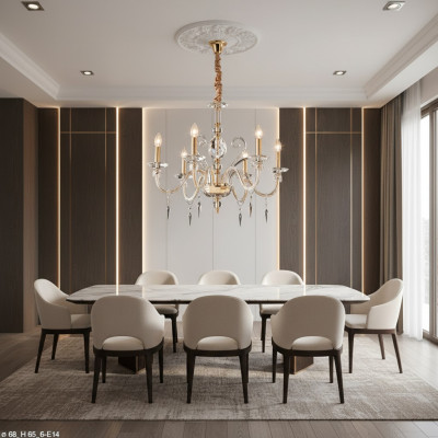 Stijlvolle gouden kristallen kroonluchter plafondlamp hanger nieuw