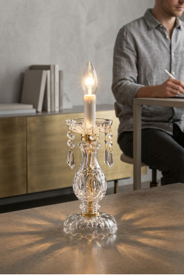Stijlvolle tafellamp Antiek stijl Inrichting Luxe Kaarslamp Kristal