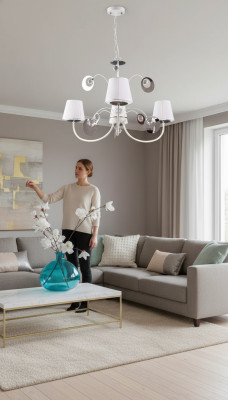 Luxe 3x lamp kroonluchter plafondlamp Art Deco wit Nieuw