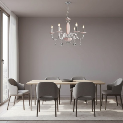 Stijlvolle moderne beige hangende plafondlamp met 6 gloeilampen nieuw