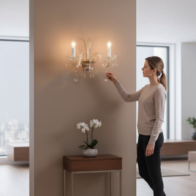 Klassieke wandlamp Luxe kristallen kroonluchterlamp Lustre stijl.