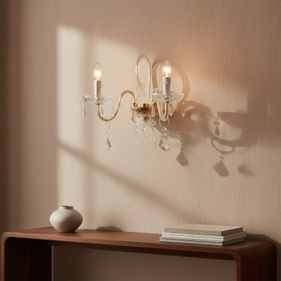 Klassieke wandlamp Luxe kristallen kroonluchterlamp Lustre stijl.