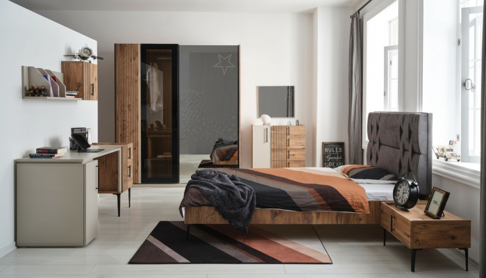 Luxe slaapkamer 7-delig bed nachtkastje kledingkast commode spiegel