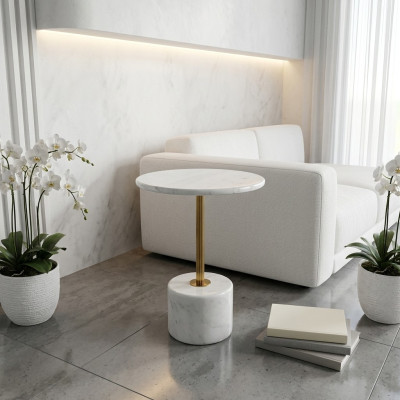 luxe salontafels Rond modern marmer Wit Bijzettafel nieuw