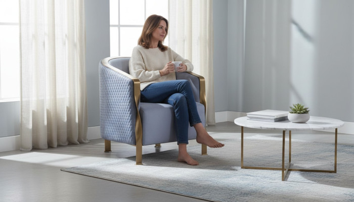 Moderne luxe grijze fauteuil meubels televisiebank gestoffeerde clubstoel metaal