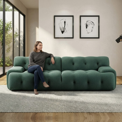 Exclusieve luxe 3-zits bank stoffen zitting moderne textielmeubelen groene kleur