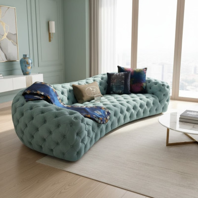 Bank 3-zits Chesterfield Groen Beklede Bankstellen Design Kunstleer Nieuw Modern