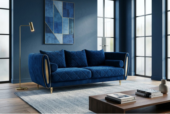 Ontwerp Blauw 2-zits Relaxbanken Bank Textiel Bekleding Stof Bankstellen
