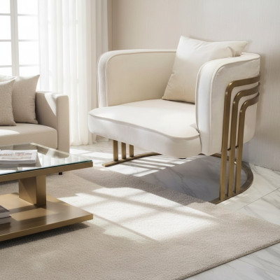 Hoge kwaliteit textiel fauteuil Stijlvolle witte fauteuil Moderne fauteuil televisiebank