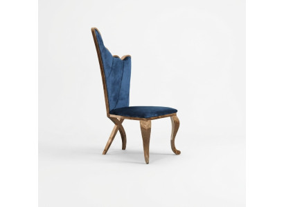 Stijlvolle fauteuil Stoel Blauw Zitting Kussen Ontwerp Metaal Textiel Modern Stijl