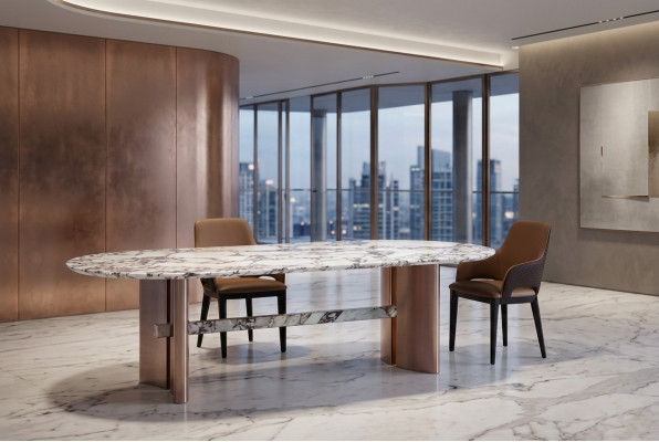 Eetkamer meubels roestvrij staal ovaal eettafel tafel design tafels luxe meubels