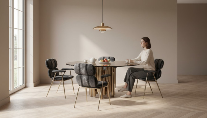 Ontwerper tafel Goud Eettafel Rond Glas Ronde Tafels Moderne luxe