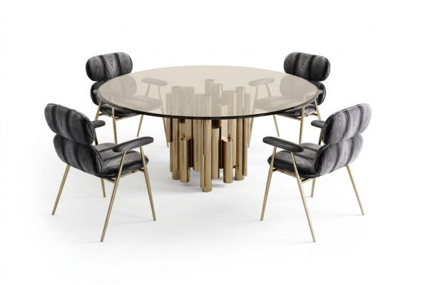 Ontwerper tafel Goud Eettafel Rond Glas Ronde Tafels Moderne luxe