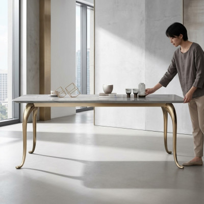 Moderne luxueuze eettafel Ontwerper Rechthoekige keukentafel Eetkamer meubels Tafel