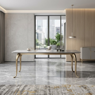Moderne luxueuze eettafel Ontwerper Rechthoekige keukentafel Eetkamer meubels Tafel